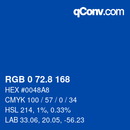 Color code: RGB 0 72.8 168 | qconv.com