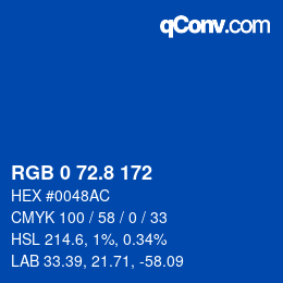 カラーコード: RGB 0 72.8 172 | qconv.com