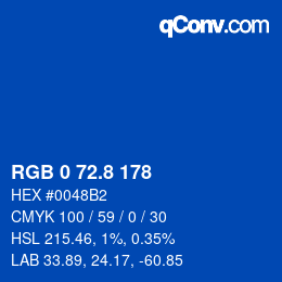 カラーコード: RGB 0 72.8 178 | qconv.com