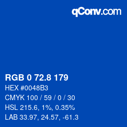 Color code: RGB 0 72.8 179 | qconv.com