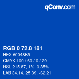 カラーコード: RGB 0 72.8 181 | qconv.com