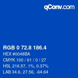 カラーコード: RGB 0 72.8 186.4 | qconv.com