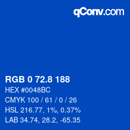 カラーコード: RGB 0 72.8 188 | qconv.com
