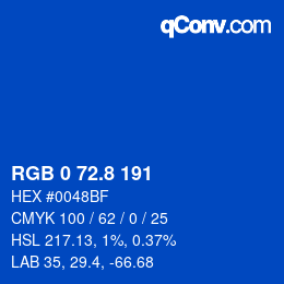 カラーコード: RGB 0 72.8 191 | qconv.com