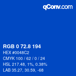 カラーコード: RGB 0 72.8 194 | qconv.com