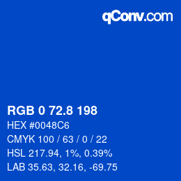 カラーコード: RGB 0 72.8 198 | qconv.com