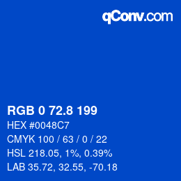 カラーコード: RGB 0 72.8 199 | qconv.com