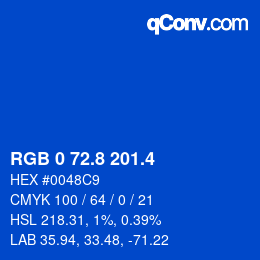 カラーコード: RGB 0 72.8 201.4 | qconv.com