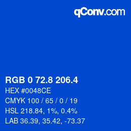 カラーコード: RGB 0 72.8 206.4 | qconv.com
