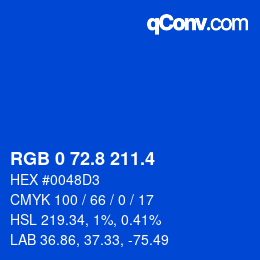 カラーコード: RGB 0 72.8 211.4 | qconv.com