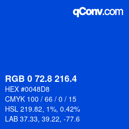 カラーコード: RGB 0 72.8 216.4 | qconv.com