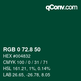 Color code: RGB 0 72.8 50 | qconv.com
