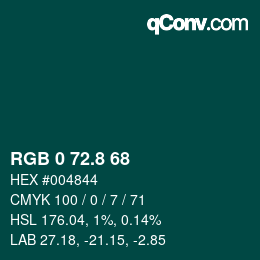 Color code: RGB 0 72.8 68 | qconv.com