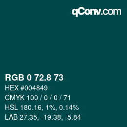 Color code: RGB 0 72.8 73 | qconv.com