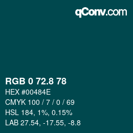 Color code: RGB 0 72.8 78 | qconv.com