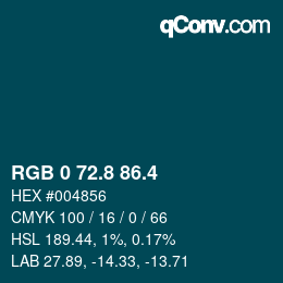 カラーコード: RGB 0 72.8 86.4 | qconv.com