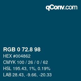 Color code: RGB 0 72.8 98 | qconv.com