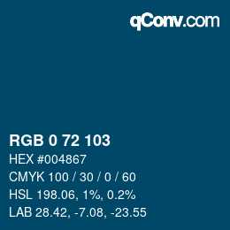 Color code: RGB 0 72 103 | qconv.com