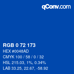 Color code: RGB 0 72 173 | qconv.com