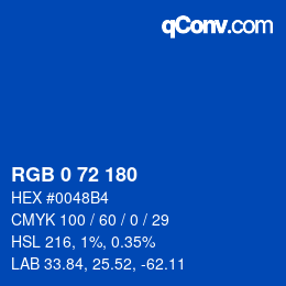 Color code: RGB 0 72 180 | qconv.com
