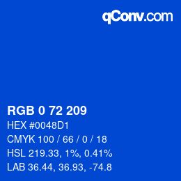 Color code: RGB 0 72 209 | qconv.com
