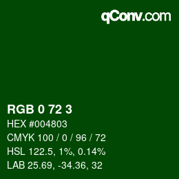 Color code: RGB 0 72 3 | qconv.com