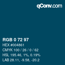 Color code: RGB 0 72 97 | qconv.com
