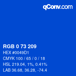 Color code: RGB 0 73 209 | qconv.com