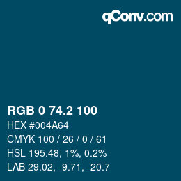 Color code: RGB 0 74.2 100 | qconv.com