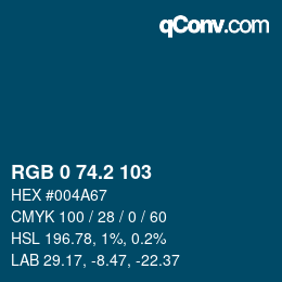 Color code: RGB 0 74.2 103 | qconv.com