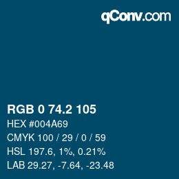 Color code: RGB 0 74.2 105 | qconv.com