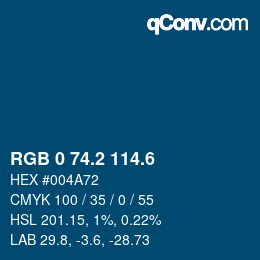カラーコード: RGB 0 74.2 114.6 | qconv.com