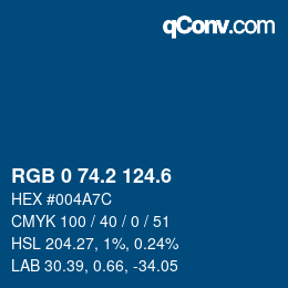 カラーコード: RGB 0 74.2 124.6 | qconv.com
