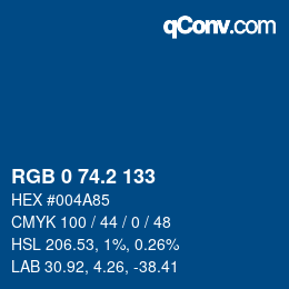 Color code: RGB 0 74.2 133 | qconv.com
