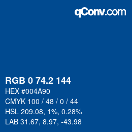Color code: RGB 0 74.2 144 | qconv.com