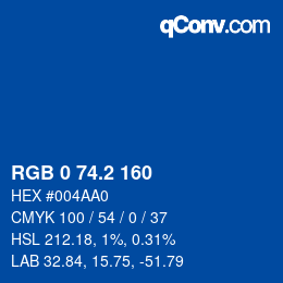 Color code: RGB 0 74.2 160 | qconv.com