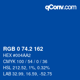 Color code: RGB 0 74.2 162 | qconv.com
