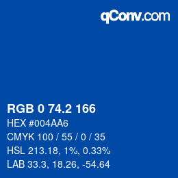 Color code: RGB 0 74.2 166 | qconv.com