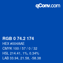 Color code: RGB 0 74.2 174 | qconv.com