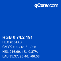 カラーコード: RGB 0 74.2 191 | qconv.com