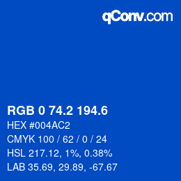 カラーコード: RGB 0 74.2 194.6 | qconv.com