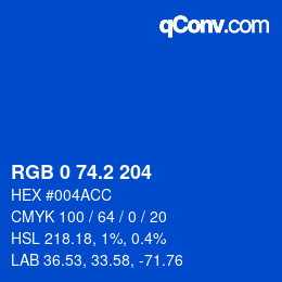 Color code: RGB 0 74.2 204 | qconv.com