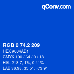 Color code: RGB 0 74.2 209 | qconv.com