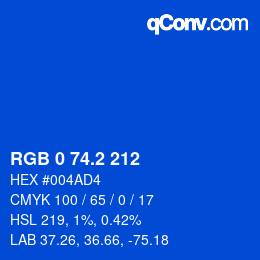 Color code: RGB 0 74.2 212 | qconv.com