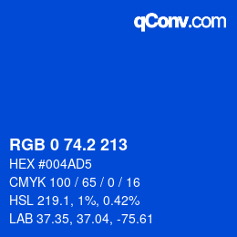 Color code: RGB 0 74.2 213 | qconv.com
