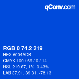 Color code: RGB 0 74.2 219 | qconv.com