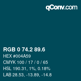 カラーコード: RGB 0 74.2 89.6 | qconv.com
