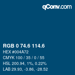 カラーコード: RGB 0 74.6 114.6 | qconv.com
