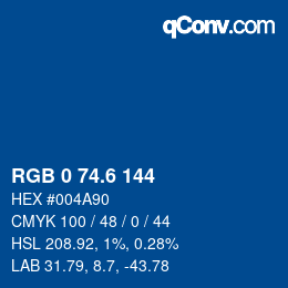カラーコード: RGB 0 74.6 144 | qconv.com
