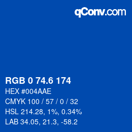 カラーコード: RGB 0 74.6 174 | qconv.com